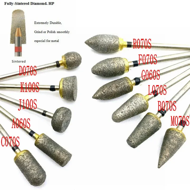 Wysokiej jakości w pełni spiekany diament HP polerka szlifierka do polerowania wiertło do przycinania 2.35mm Shank Dental HP Burs 70/80 Mesh