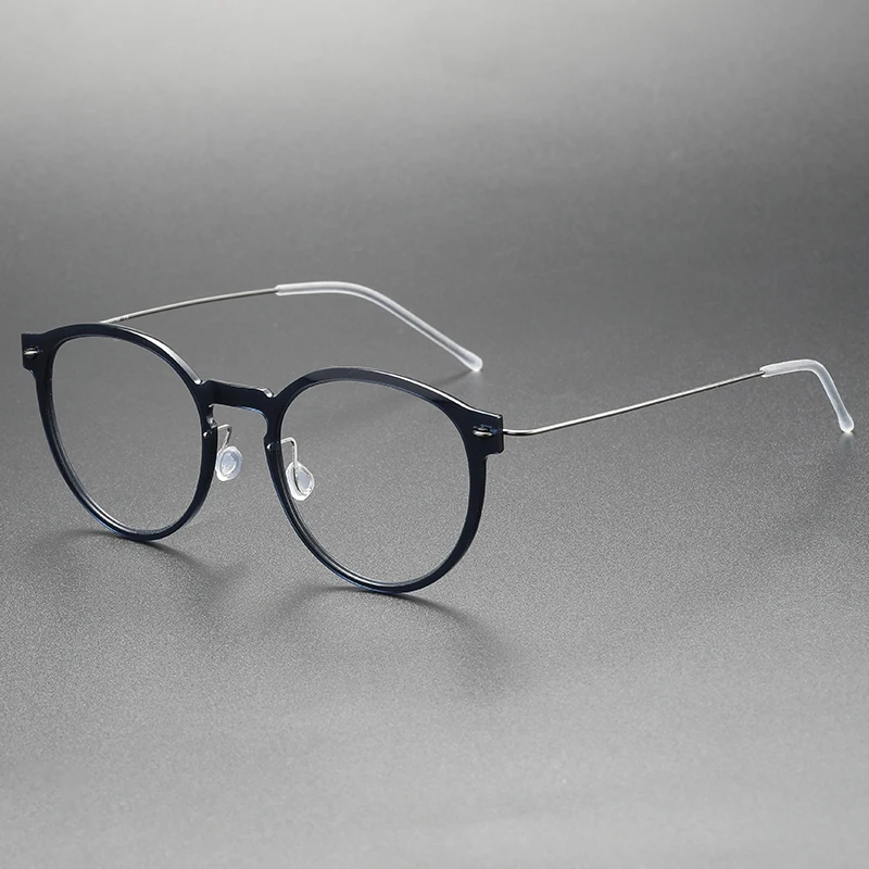 

2024 Retro Vintage Round Screwless Spectacles Titanium male Glasses Frame Men Women Brand Design Eyeglasses frames full eyewear