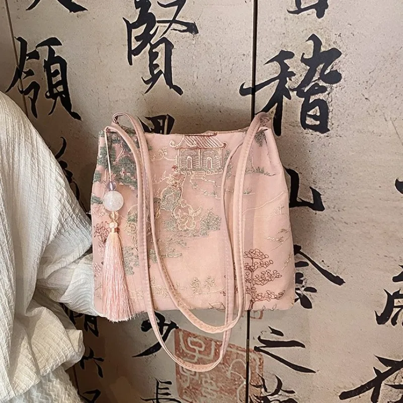 

Hot Selling Fashionable Chinese Style Embroidered Women's Shoulder Bag 2025 Summer New Trend Large Capacity Handbag