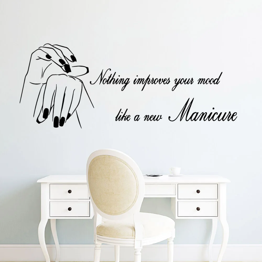 Beauty Nail Salon Quotes Sentences Removable Waterproof Wall Stickers For Commercial District Indoor Decoration Accessories