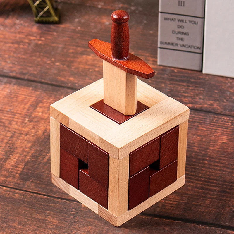 Unique Gifts Sword Puzzle Box Wooden Brain Teaser Puzzles For Adults Children IQ Challenge Toy Juegos De Inteligencia