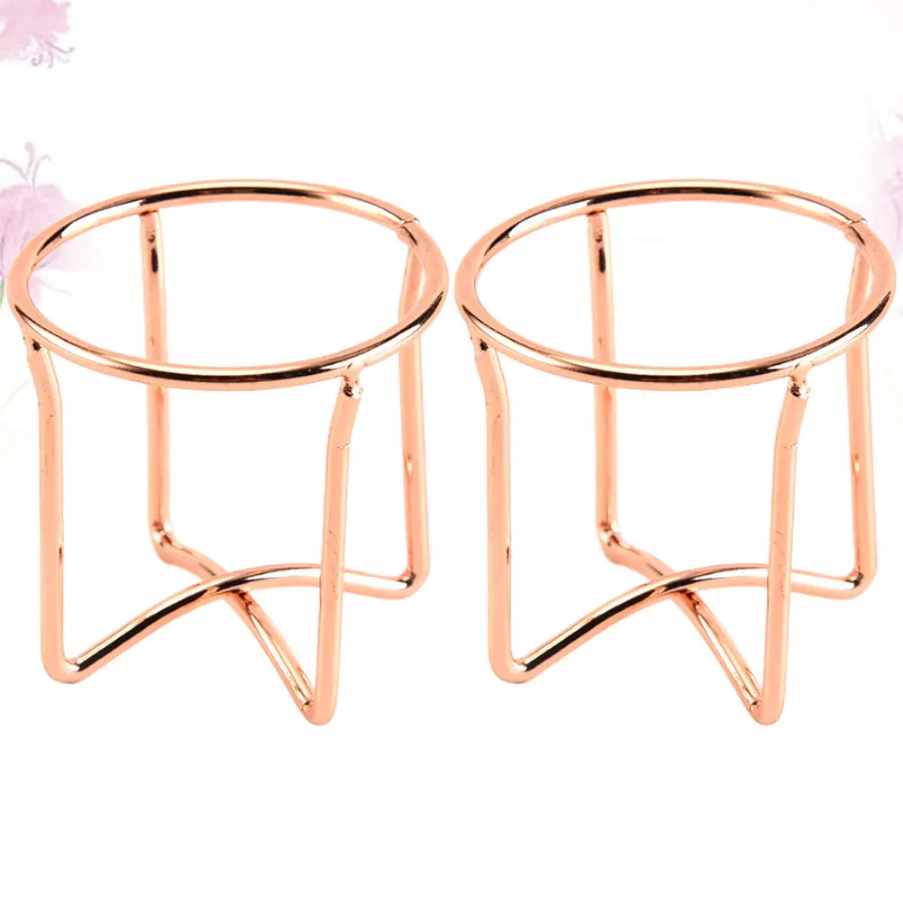 2Pcs Rose Gold Cross Design Makeup Puff Drying Rack Compact Washable Sponge Storage Holder Elegant Bedroom Decor Beauty Tool