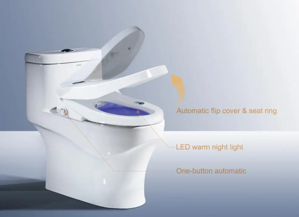 Modern Intelligent Home Decoration Automatic Sensor Flushing Electric Toilet Remote Control Elongated Seat No Tank