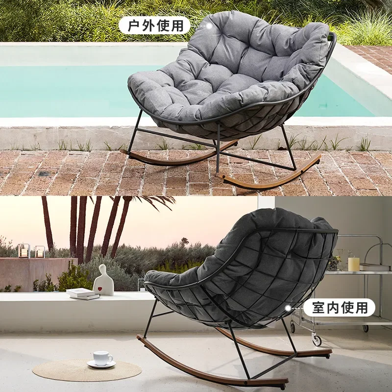 Outdoor Rocking Chair Balcony Adult Home Leisure Lazy Sofa Recliner Single Seat Comfortable Relaxation Furniture for Patio