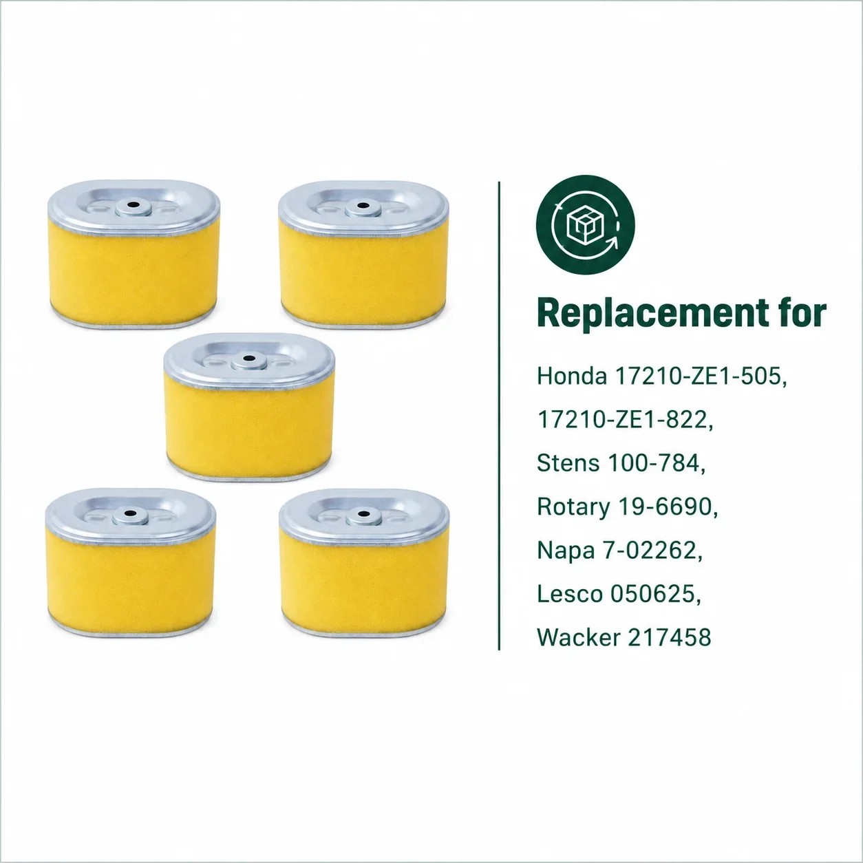 5 Pack Air Filter For Honda GX160 GX200 GX120 GX140 GX100 GX110 Pre-Filter Replaces 17210-ZE1-505 17210-ZE1-822 5hp Engine Parts