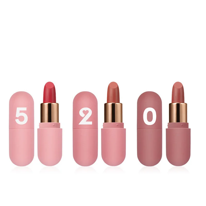 Hengfang-520Mini Capsule Lipstick Kit, impermeável, sem mancha no copo, não é fácil de desvaneça