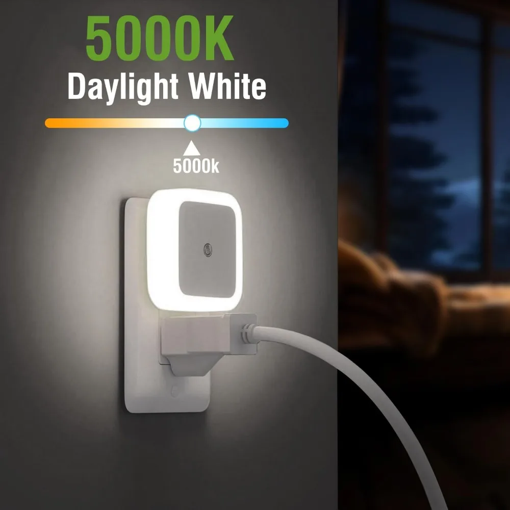 Luzes noturnas led plug-in na parede, do anoitecer ao amanhecer, sensor de luz, luz noturna para adultos, crianças, quarto, banheiro, corredor, cozinha