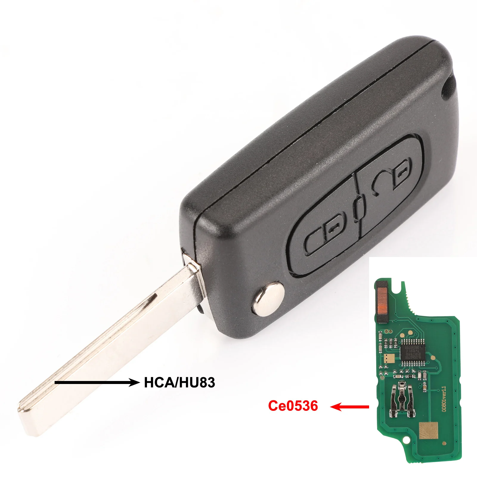 Jingyuqin FRAGEN 2 Tasten Fernbedienung Flip Auto Schlüssel Für Peugeot 207 307 308 407 Für Citroen 433 MHz PCF7961 HU83 ID46 CE0536