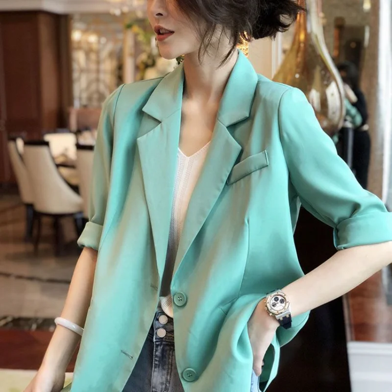 Pink Loose Thin Jacket for Women Coat 2024 Blazers Trend Womens Blazer Suits Tailoring Clothing Casual Chic and Elegant Stylish