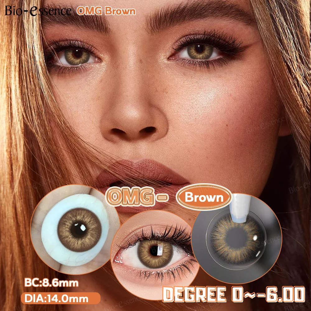 Bio-essence 0~-6.50 1 Pair Colored Contact Lenses with Degree Myopia Lenses Natural Look Eye Contact Prescription Lenses