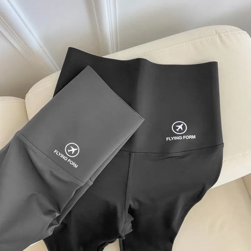 

Thiened Fce Yoga Pants High Waist Slim Fit Nine-Tenths Length Women's Fitn Trousers Spring 2023 Polyester Blend