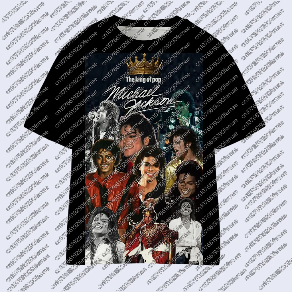 Michael Jackson Style Kids Short Sleeve T-Shirt, 2026 Spring Summer Family Matching Optional, Unisex Boys Girls Fan Apparel