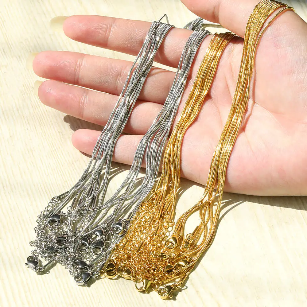 10개/묶음 45cm 스테인리스 스틸 304 링크 목걸이 여성용 주얼리 제작 액세서리 DIY 수제 용품 금색 은색 체인