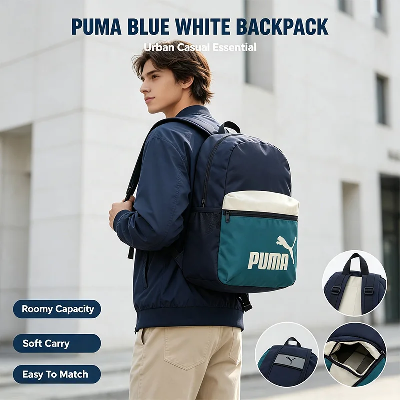 puma-daily-backpack-blue-white-school-backpack-adjustable-shoulder-straps-lightweight-durable-spacious-campus-travel-daypack