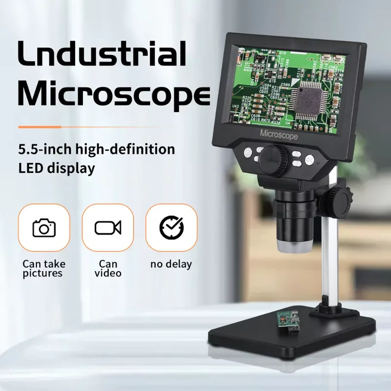 5.5'' Digital Microscope 10MP 1000X Magnification LCD Display 8LED Light Electronic Microscopio Repair Tool