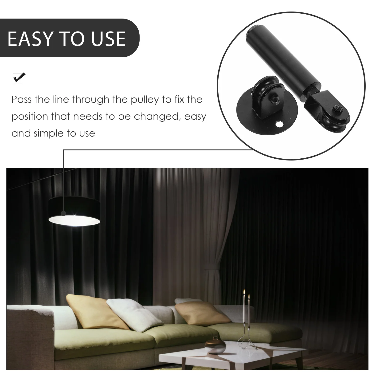 

1Set Pulley Wheel Weighted Lever Pulley System for Wall Mount Pendant Light Adjustable Ceiling Lamp Lighting Accessories