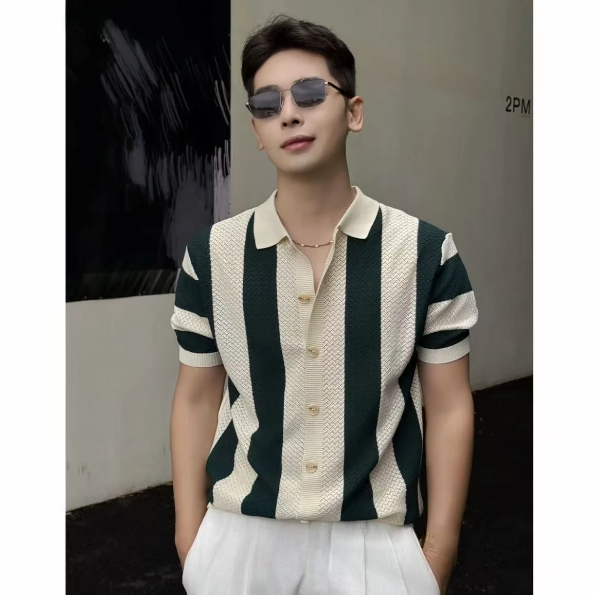 Lightweight Knitted Short Sleeve Open Cardigan Men's Summer Thin Fashionable Commuting Skin-friendly Breathable Casual Top