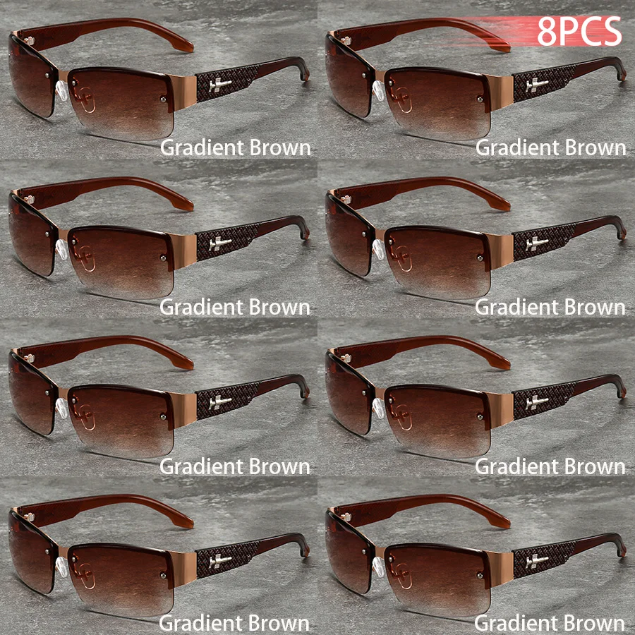 8PCS Mode Vintage Gradienten Objektiv Männer Frauen Angeln Fahren Mann Luxus Marke Designer Sonnenbrille Brillen – Detail 2