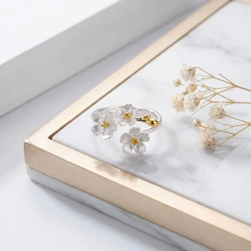 Fashion Jewelry Delicate Design Adjustable Rings Elegant Forest Style Minimalist Rings Vintage Women Jewelry Gift