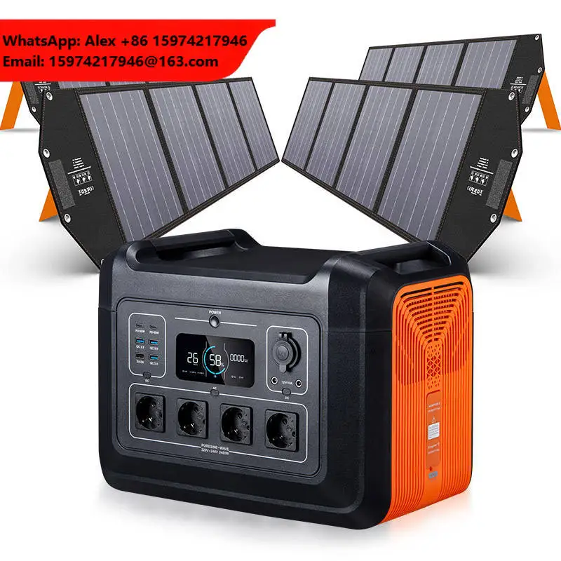 Outdoor Powerstation Lifepo4 Portable Solar Generator 230V 2400W Energy Storage Battery Tragbare Display Charging