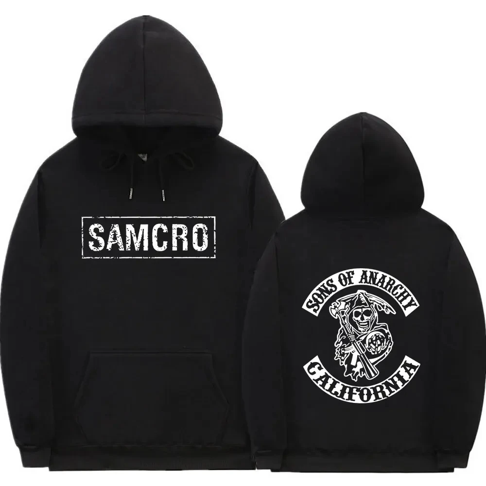 Sons of Anarchy SAMCRO Bluza z kapturem z dwustronnym nadrukiem Mężczyźni Womnen Fashion Brand Design Pullover Męskie bluzy z polaru i bawełny