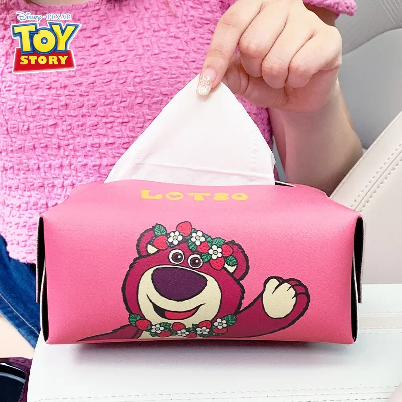 Disney Strawberry Bear Tissue Box Car Napkin Car Interior Decoration Automotive Car Dashboard Decorative Ornament Accessories