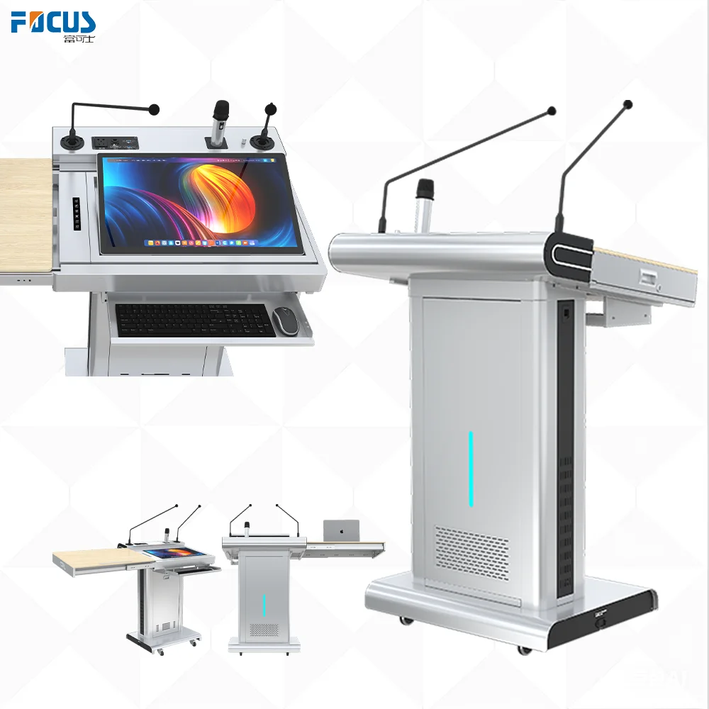 New Podium Aluminum Lectern FK535K Speaker Inside 260W High Power Audio for University Classrooms Rostrum