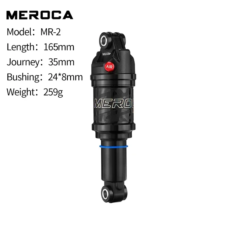 MEROCA MR-2 MTB Fahrrad Luftstoßdämpfer 125/150/165/190mm Einstellbarer Luftdruck Aluminiumlegierung Fahrrad MTB Luftstoßdämpfer