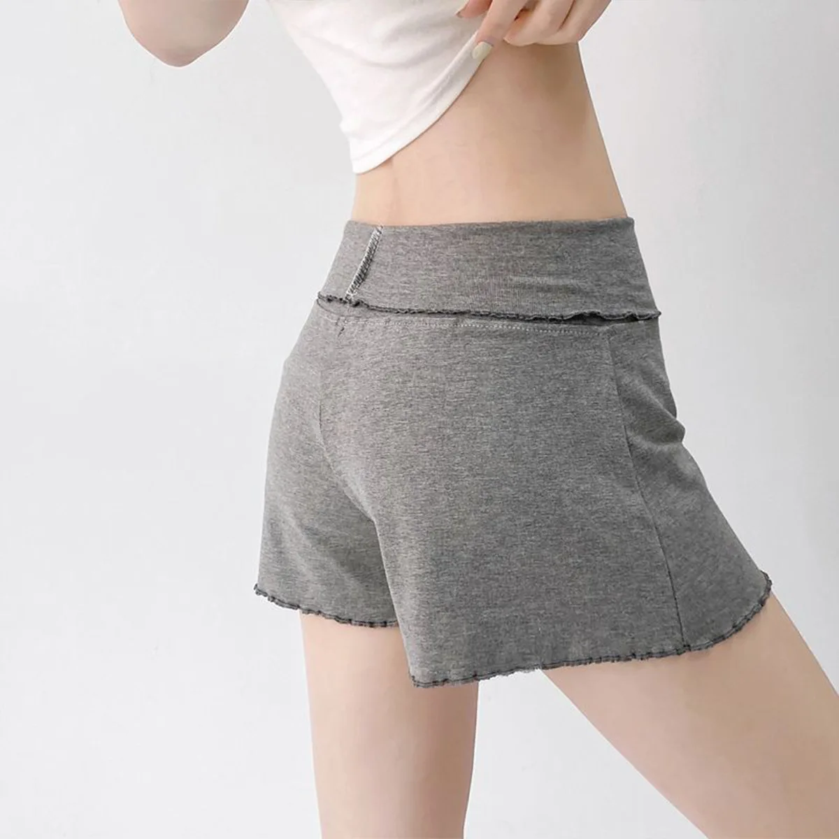 Comfortable Grey Short Pants Women's Modal Low Waist Sexy Lightweight Spring Summer Outerwear Flirty Tassel Hot Pants