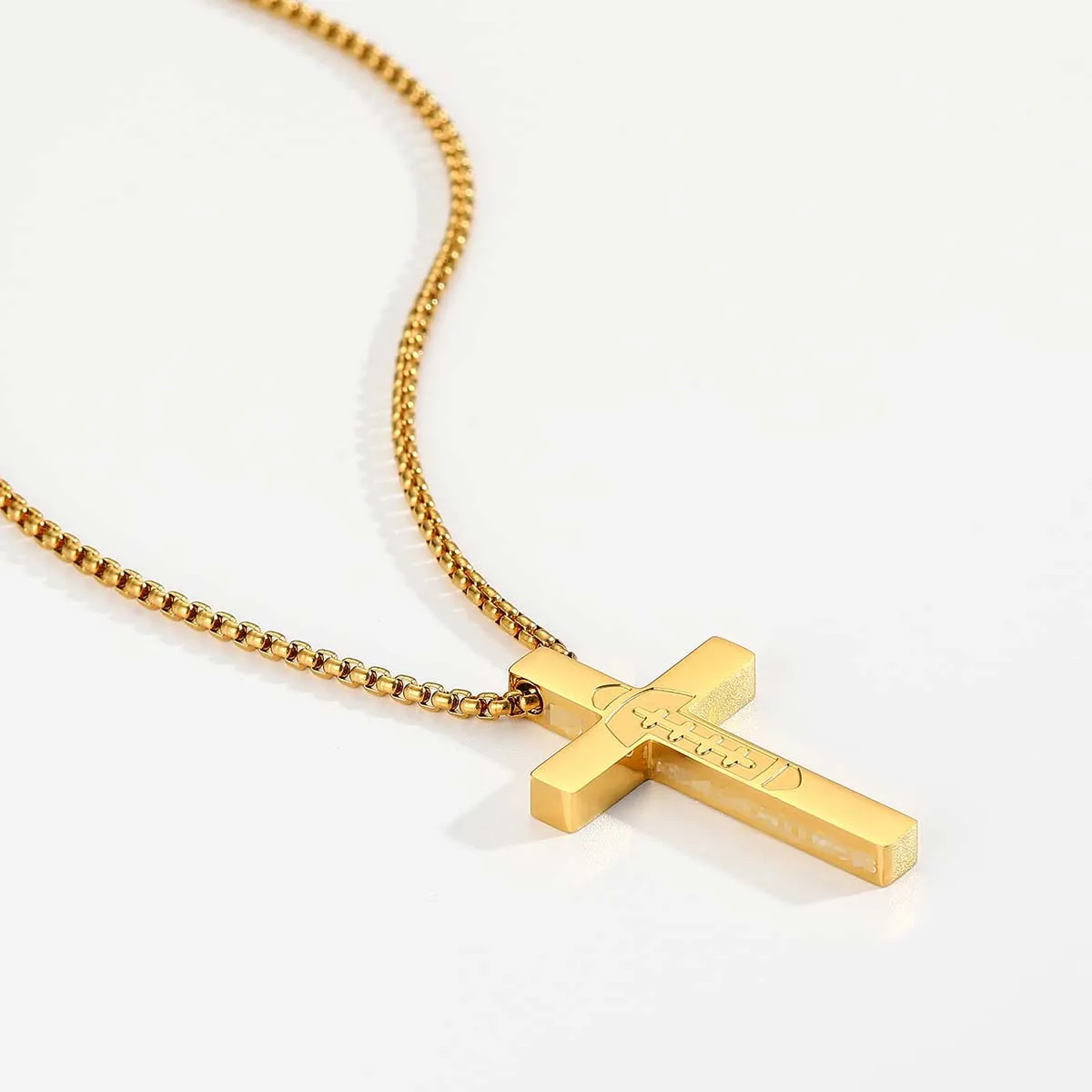 Vintage Christian Stainless Steel Religious Bible Verse Cross Pendant Necklace For Men
