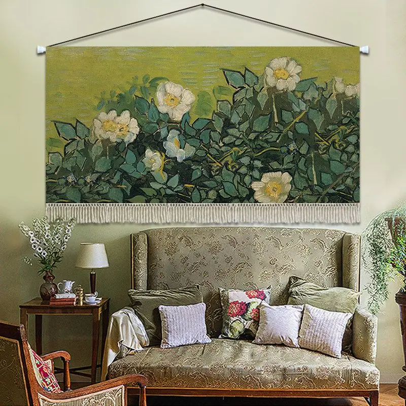 VIKAMA Starry Night Tapestry Classic Impressionist Wall Art Aesthetic Oil Painting for Bedroom Home Decor