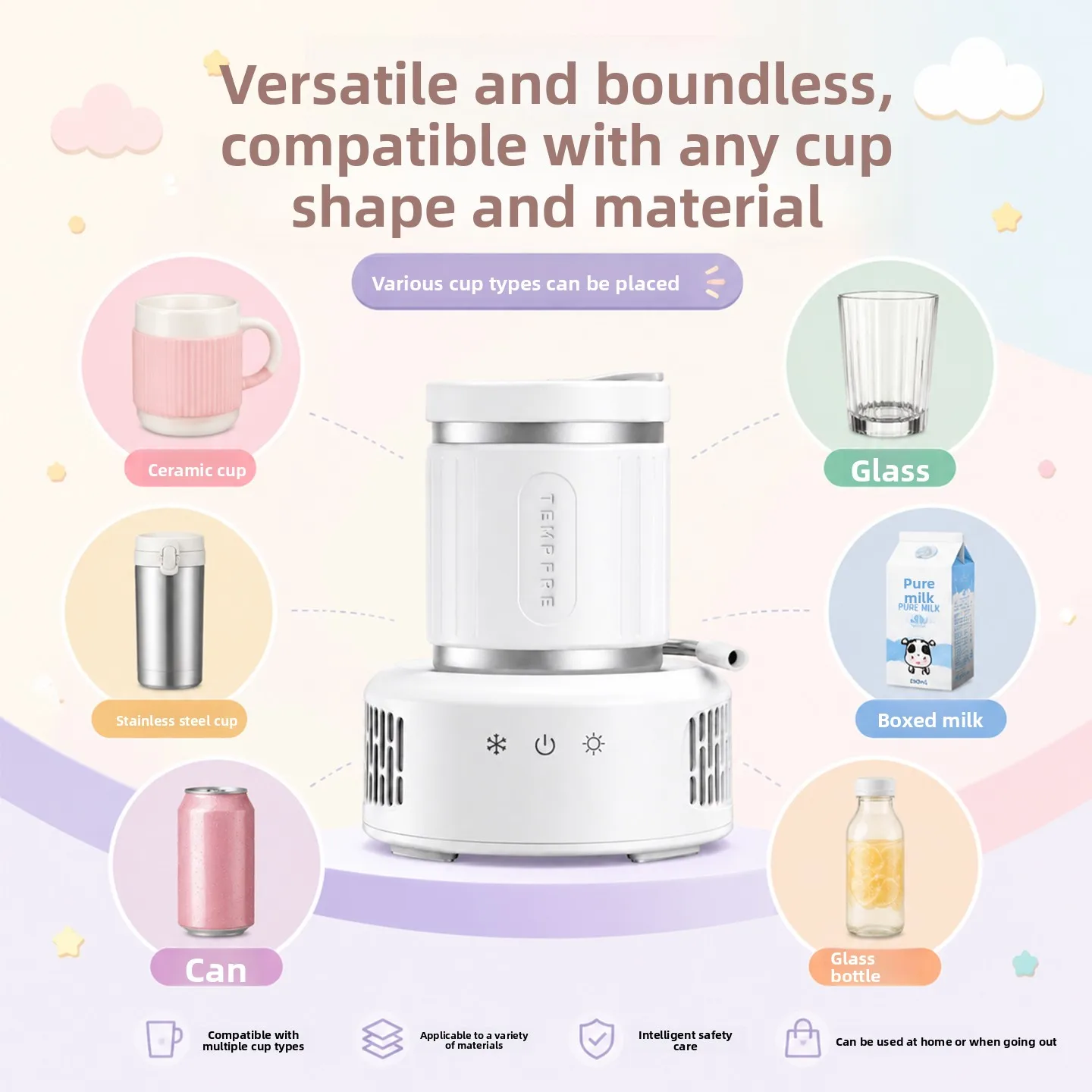 Rapid Hot Cold Drink Cooler Warmer Pad, Mini Fast Cooling Cup Chiller, Portable Instant Iced Beverage Maker for Drinks