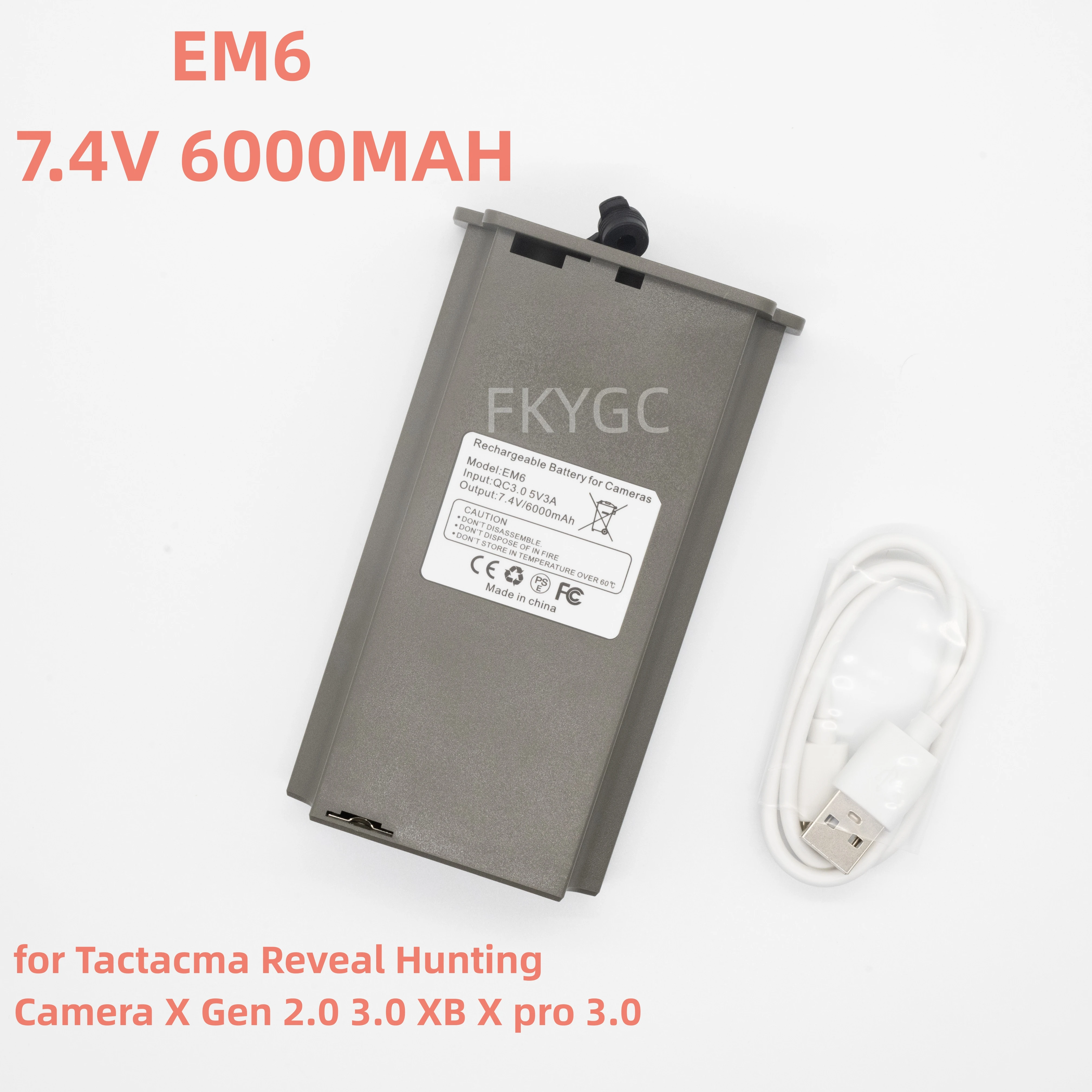 New EM6 7.4V 6000MAH Laptop Battery for Tactacma Reveal Hunting Camera X Gen 2.0 3.0 XB X pro 3.0
