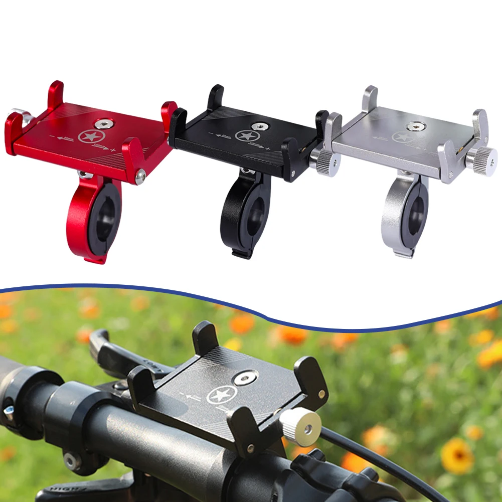 

1 Pcs Bicycle Phone Holder Reliable Mount Aluminum Alloy Mobile Cell Metal Motorcycle Holder On Road Bike Accessory