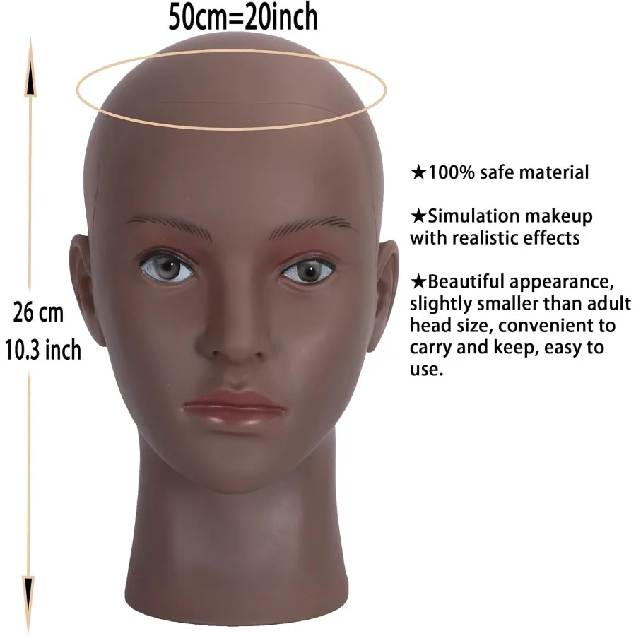 رأس عارضة أزياء أصلع لصنع الشعر المستعار، تدريب على تصفيف المكياج، قبعة عرض مستحضرات التجميل الاحترافية، خوذة نظارات، رأس عرض Mo #3