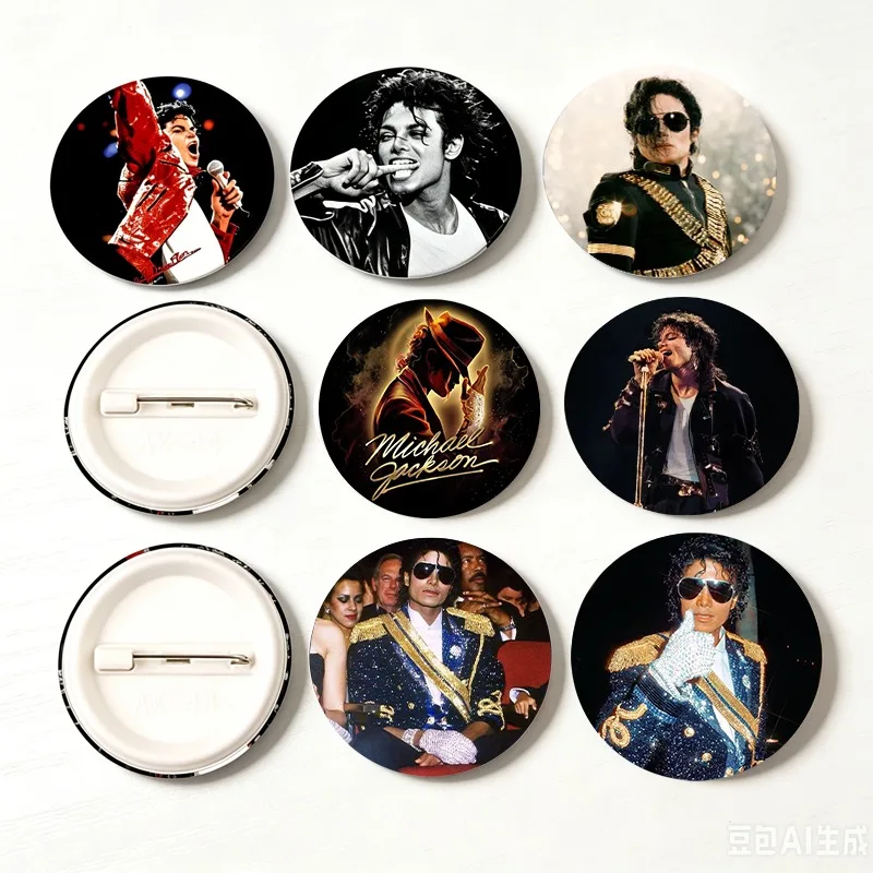 58MM Singer Michael Jackson Broschen Der König des Pop MJ Fanartikel Pins Dekorationen Sammlerstücke Geburtstagsgeschenk