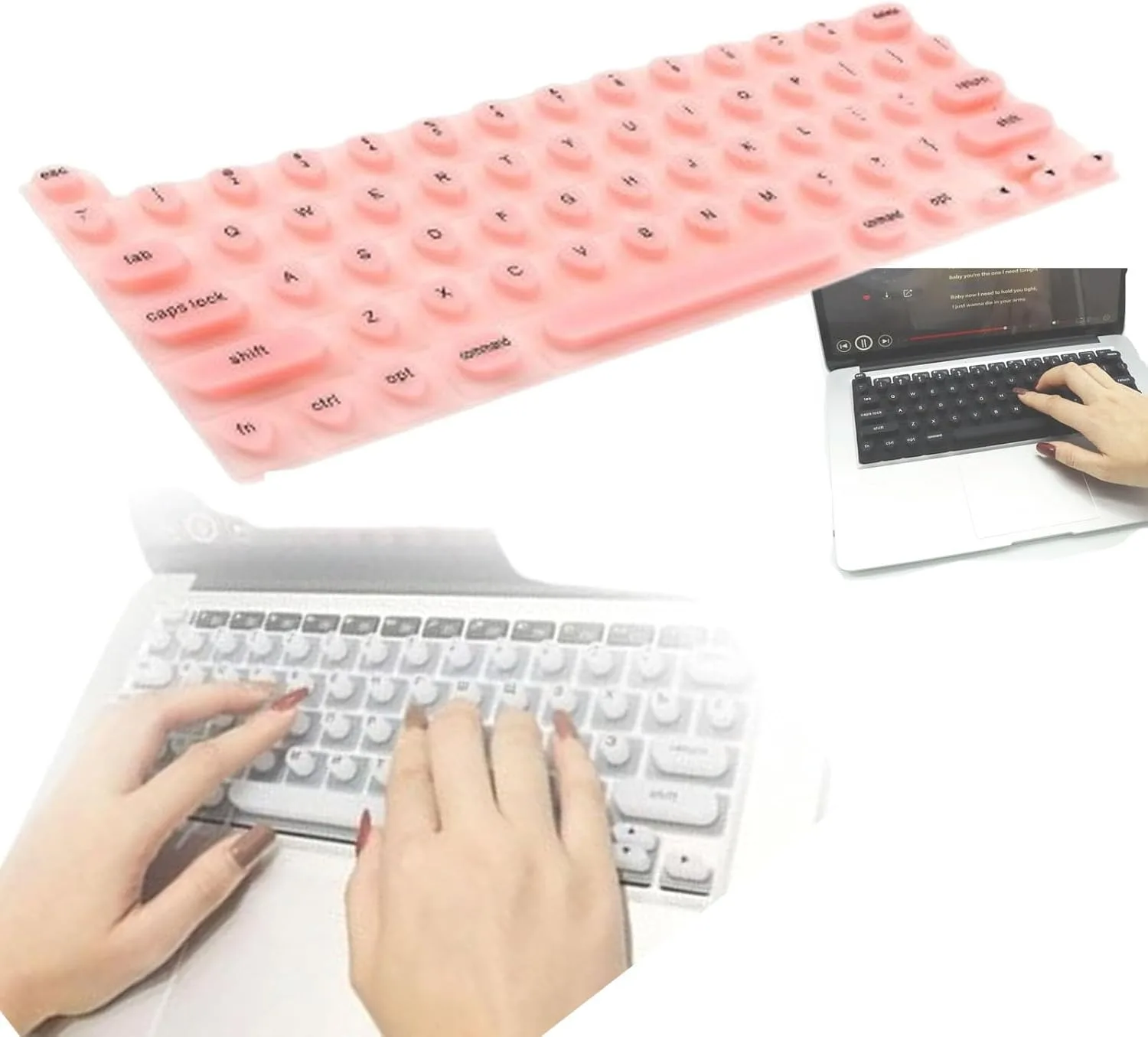 Keyboard Film for Nail Art Full-Size Keyboard Film Silicone Raised  Protective Cover for Nail Art Keyboard Cover Long Nails