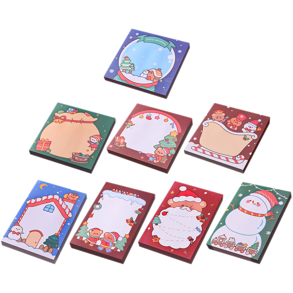 

8 Pcs Christmas Sticky Notes Memo Sticker Small Pad Notepads School Compact Supplies Cartoon Supply Office Adorable