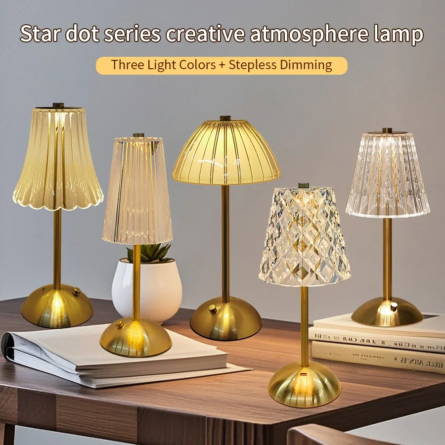 

LED Table Lamp Touch Sensor Dimmable Desktop Night Light Rechargeable Wireless Reading Lamp for Hotel Bar Bedroom Decor Light