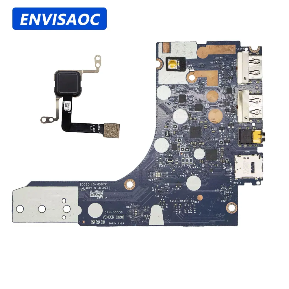 OEM For Dell Latitude 7640 Laptop Fingerprint Reader Audio USB Jack Switch Power Button Board Repairing 0XFYFJ 0PK8DG LS-M597P