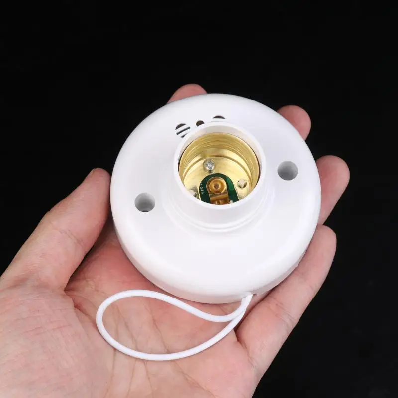 80*80*44mm White Sound Voice Control Delay Switch Light Socket Adapter E27 Screw Sensor Lamp Base AC220V LED Bulb Holder