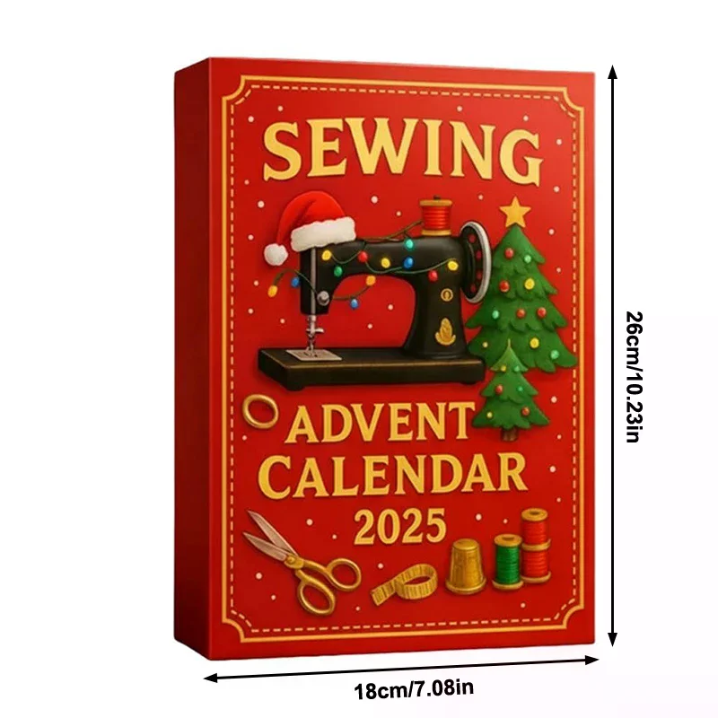 Sewing Advent Calendar 2025, 24-Day Christmas Countdown Surprise Box, 2D Acrylic Festive Hanging Decoration