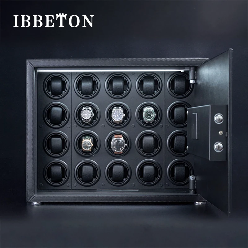 Enrolador de relógio automático de luxo, bloqueio de impressão digital, caixa segura, motor silencioso, armazenamento de relógio, vitrine para relógios mecânicos