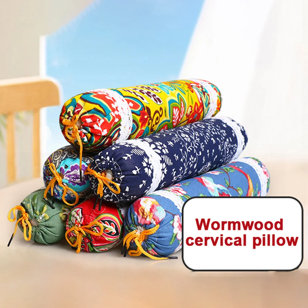 

Шейная подушка из полыни, здоровая подушка для сна, подушка с круглыми листьями моксы, ремонтная цилиндрическая подушка для шеи, старая грубая ткань