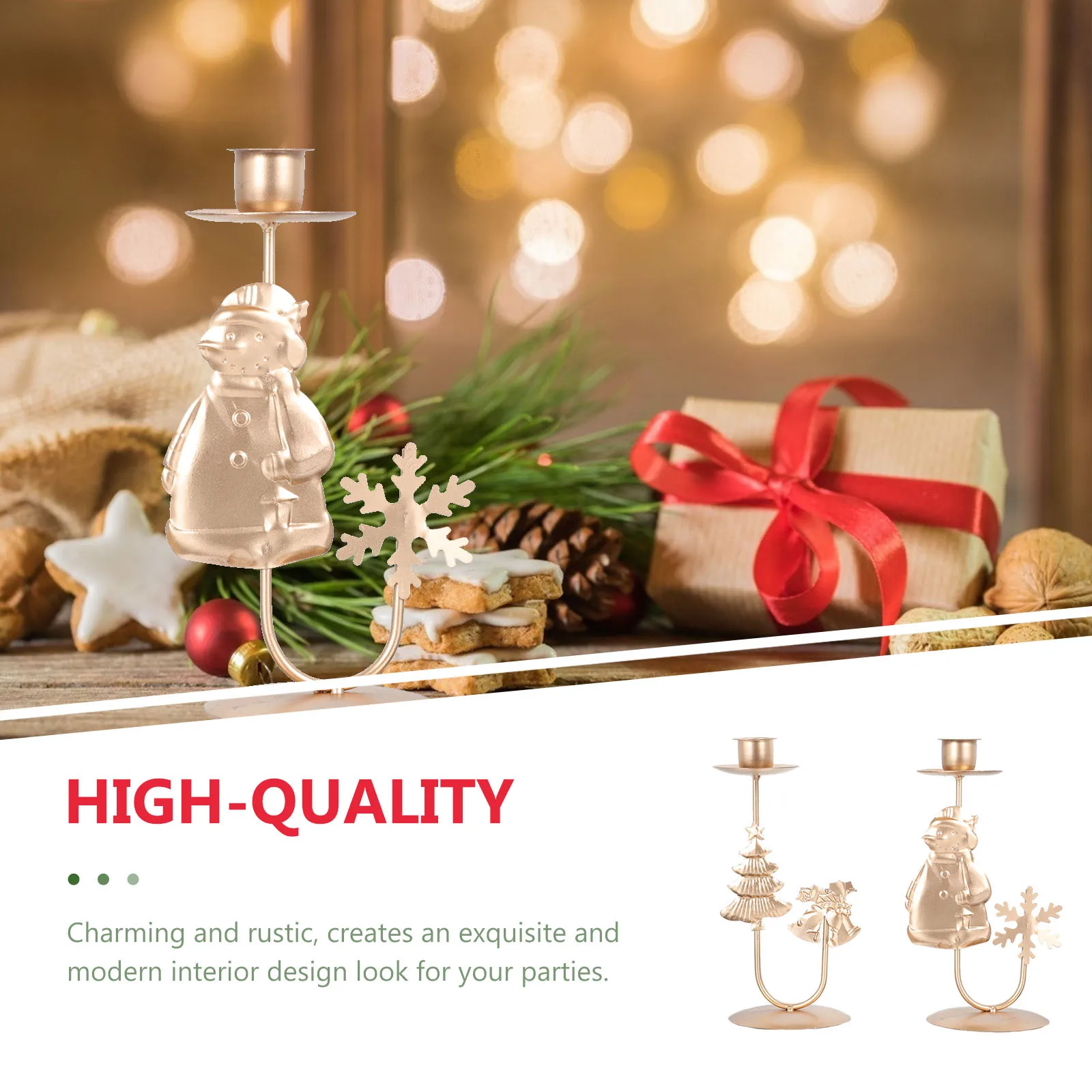 

2Pcs Christmas Holder Iron Art Candlestick Dinning Table Centerpiece Xmas Decoration Christmas Holder