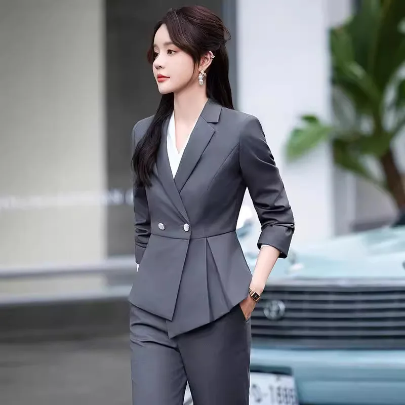 Fashion Suit Women's Spring and Autumn Business Wear Temperament Jewelry Shop Hotel Formal Wear Small Business Suit Coat Work Cl