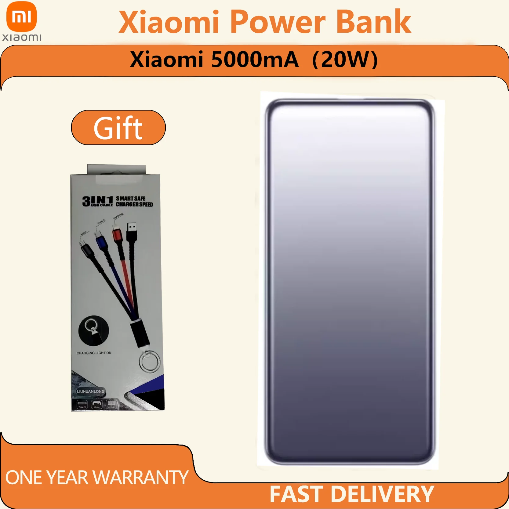 Xiaomi Power Bank Ultra-thin 5000mAh 20W MAX PB0520MI Original Mi Powerbank 5000 Portable Battery Xiaomi and good packing