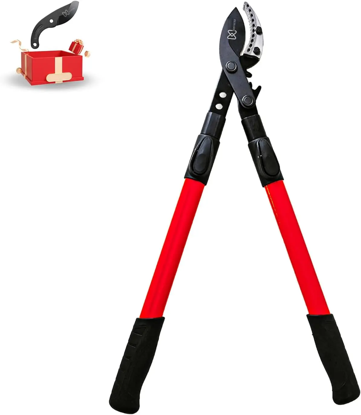 

Heavy Duty Tree Pruner for trees up to 2 inches tall with replaceable aluminized steel blades and 26 to 40 inch telescoping hand