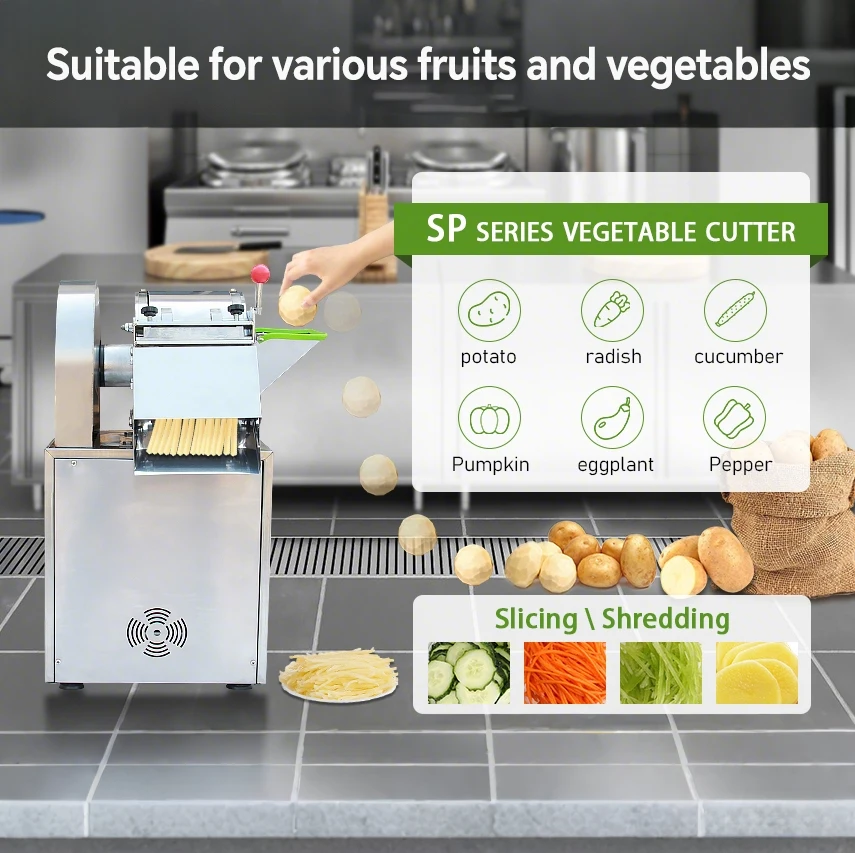High Power Stainless Steel Commercial Vegetable Cutter Multifunction Dicer Slicer Food Grade Durable