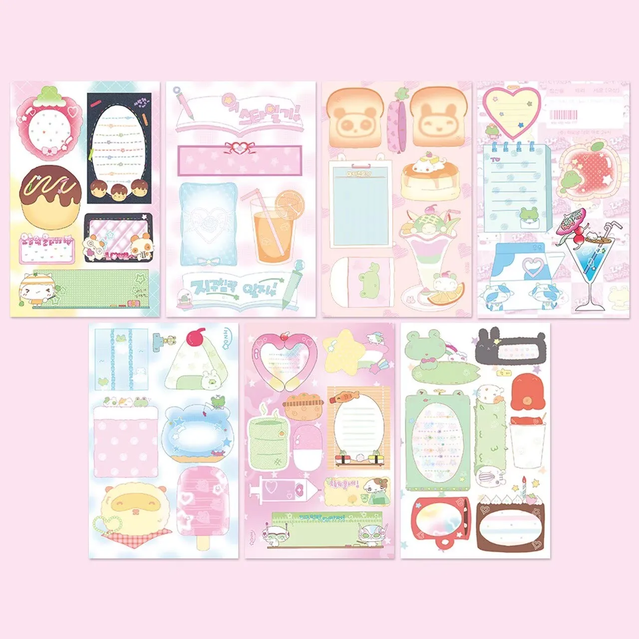 1/7Pcs  Writing Paper Ins Korean Lite Vintage Style Cutout Sticker Note Pad Stickers For Journaling Collage